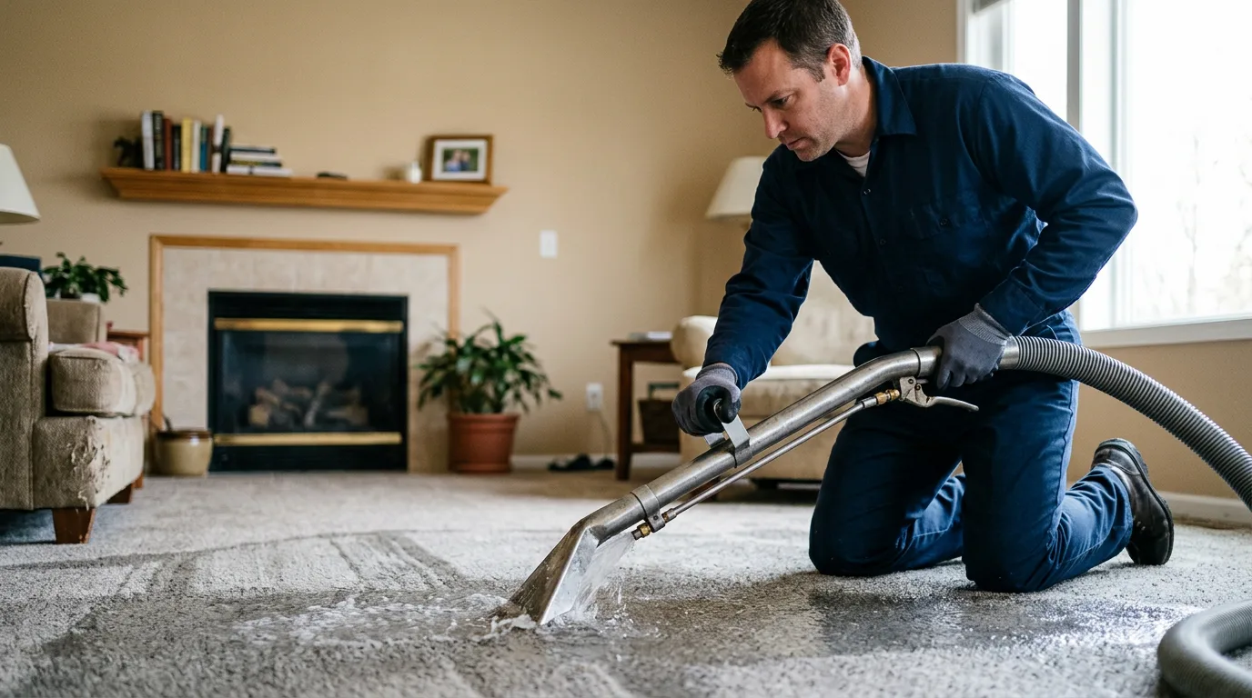 Water damage restoration technician working near Craftsbury Common, VT